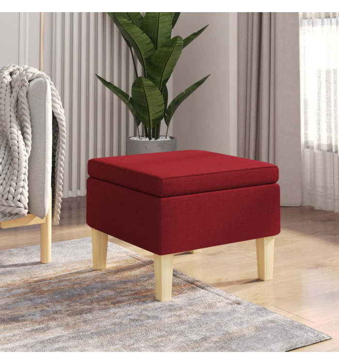 Tabouret avec pieds en bois Rouge bordeaux Tissu | Mobilier & Déco