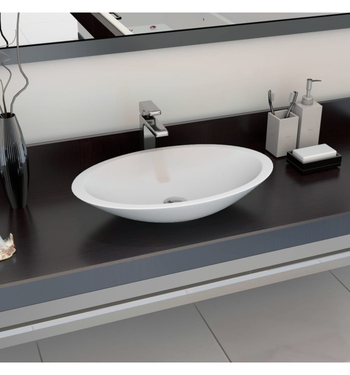 Lavabo 59,3x35,1x10,7 cm Fonte minérale/marbre Blanc | Mobilier & Déco