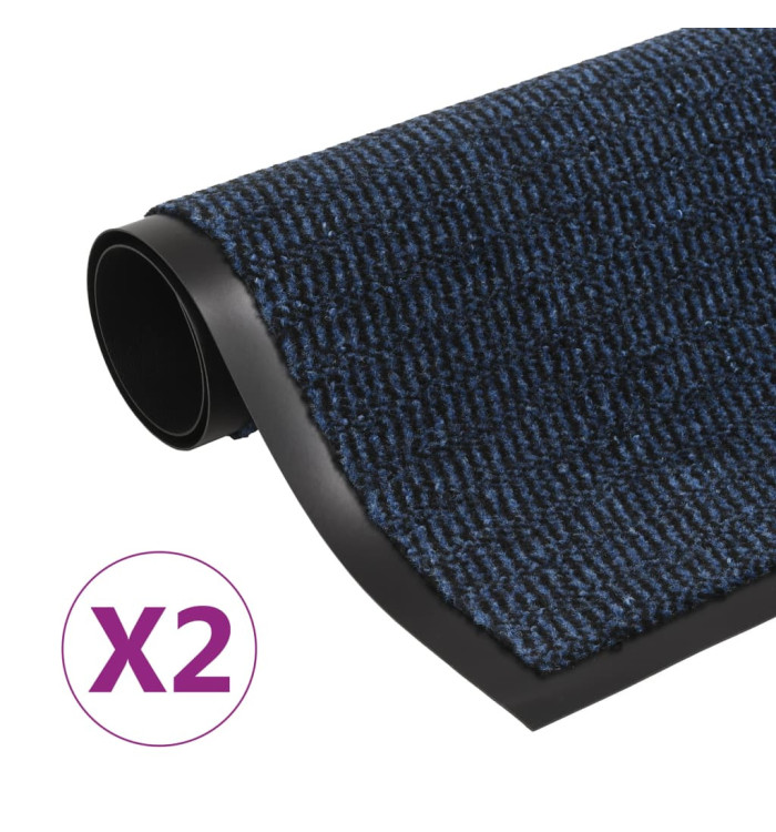 Paillassons rectangulaires 2 pcs 40 x 60 cm Bleu | Mobilier & Déco