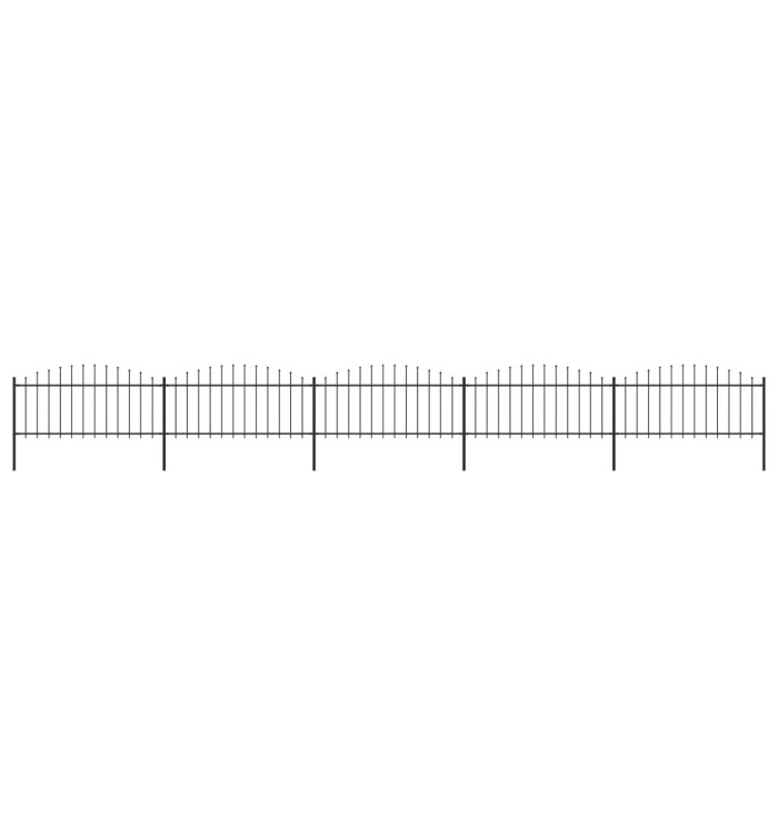 Clôture de jardin à dessus en lance Acier (0,5-0,75)x8,5 m Noir | Mobilier & Déco