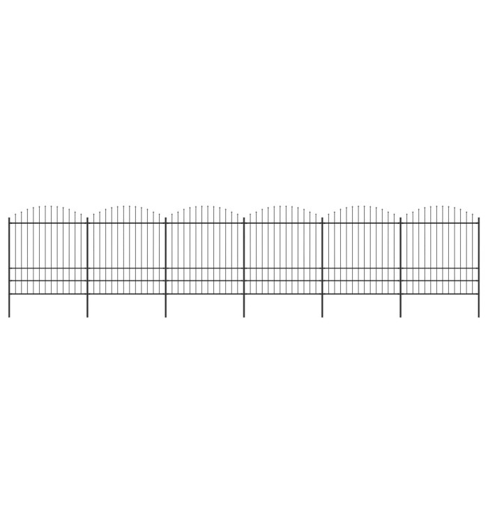 Clôture de jardin à dessus en lance Acier (1,75-2)x10,2 m Noir | Mobilier & Déco