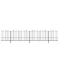 Clôture de jardin à dessus en lance Acier (1,75-2)x10,2 m Noir | Mobilier & Déco