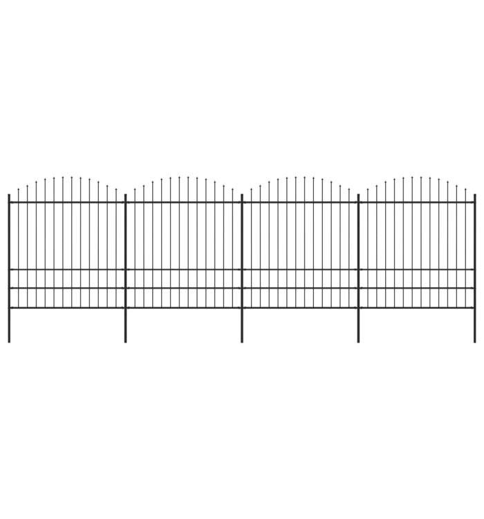 Clôture de jardin à dessus en lance Acier (1,75-2)x6,8 m Noir | Mobilier & Déco