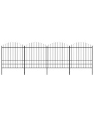 Clôture de jardin à dessus en lance Acier (1,75-2)x6,8 m Noir | Mobilier & Déco