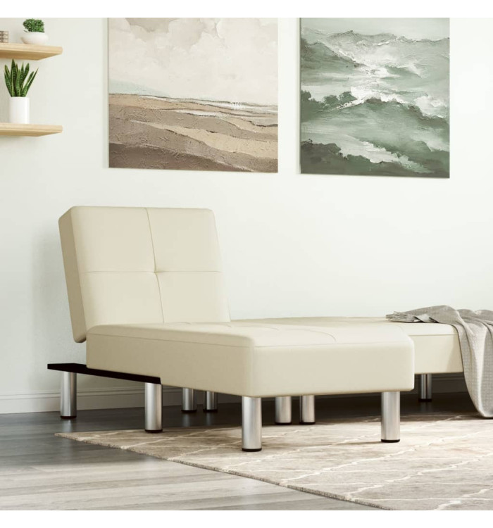 Chaise longue crème similicuir | Mobilier & Déco