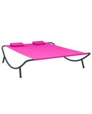 Lit de repos d'extérieur tissu rose | Mobilier & Déco