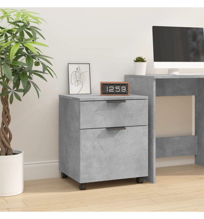 Classeur mobile avec roues Gris béton 45x38x54 cm | Mobilier & Déco