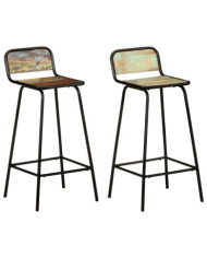 Chaises de bar lot de 2 bois de récupération solide | Mobilier & Déco