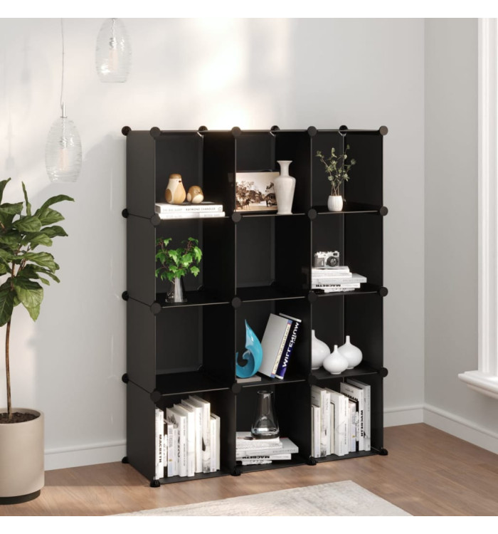 Cubes de rangement 12 pcs Noir PP | Mobilier & Déco