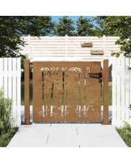 Portail de jardin 105x80 cm acier corten design de bambou | Mobilier & Déco
