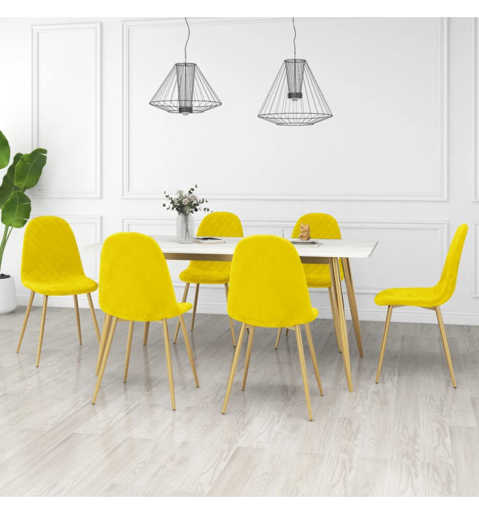 Chaises à manger lot de 6 Jaune moutarde Velours | Mobilier & Déco