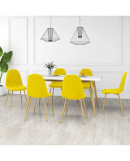 Chaises à manger lot de 6 Jaune moutarde Velours | Mobilier & Déco