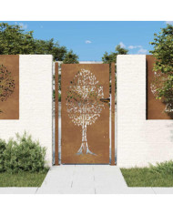 Portail de jardin 105x205 cm acier corten conception de l'arbre | Mobilier & Déco