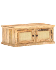 Table basse 90x50x35 cm Bois de manguier et canne naturelle | Mobilier & Déco
