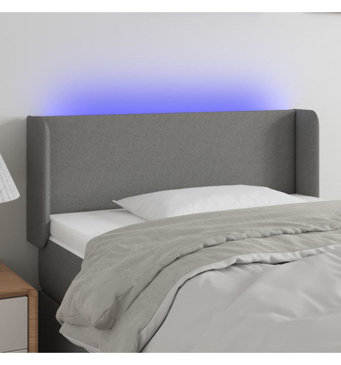 Tête de lit à LED Gris foncé 93x16x78/88 cm Tissu | Mobilier & Déco