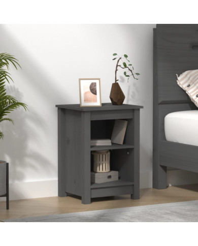 Table de chevet Gris 40x35x55 cm Bois de pin solide | Mobilier & Déco
