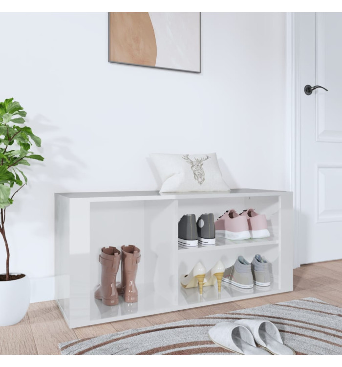 Armoire à chaussure Blanc brillant 100x35x45 cm Bois ingénierie | Mobilier & Déco