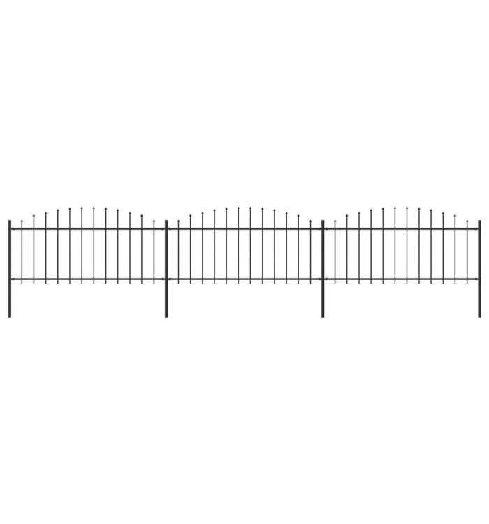Clôture de jardin à dessus en lance Acier (0,5-0,75)x5,1 m Noir | Mobilier & Déco