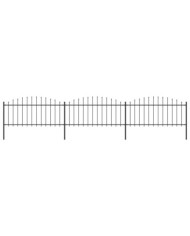 Clôture de jardin à dessus en lance Acier (0,5-0,75)x5,1 m Noir | Mobilier & Déco