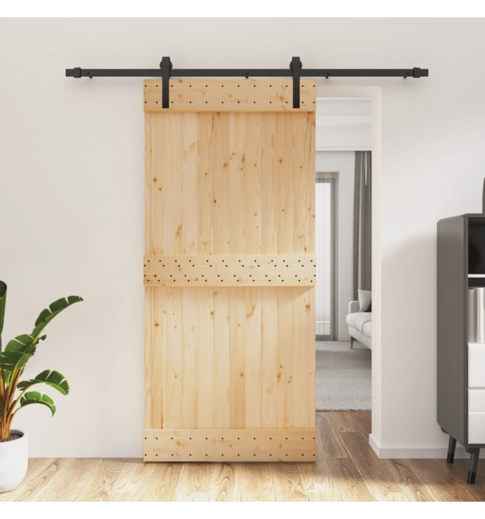 Porte coulissante et kit de quincaillerie 95x210 cm pin massif | Mobilier & Déco