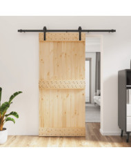Porte coulissante et kit de quincaillerie 95x210 cm pin massif | Mobilier & Déco