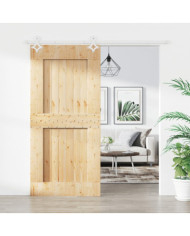 Porte coulissante et kit de quincaillerie 95x210 cm pin massif | Mobilier & Déco