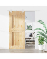 Porte coulissante et kit de quincaillerie 90x210 cm pin massif | Mobilier & Déco