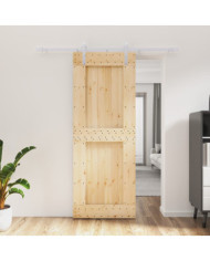 Porte coulissante et kit de quincaillerie 80x210 cm pin massif | Mobilier & Déco