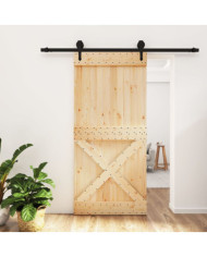 Porte coulissante et kit de quincaillerie 95x210 cm pin massif | Mobilier & Déco