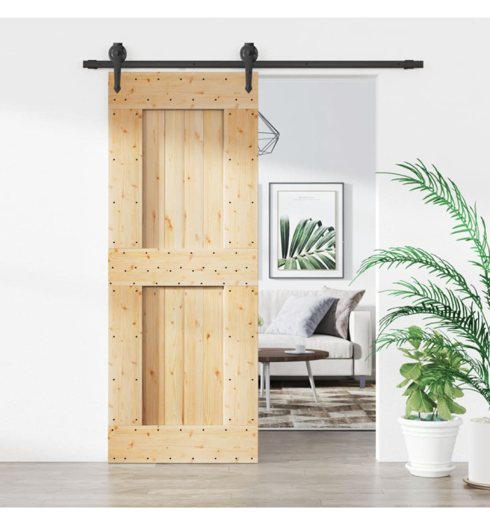 Porte coulissante et kit de quincaillerie 80x210 cm pin massif | Mobilier & Déco