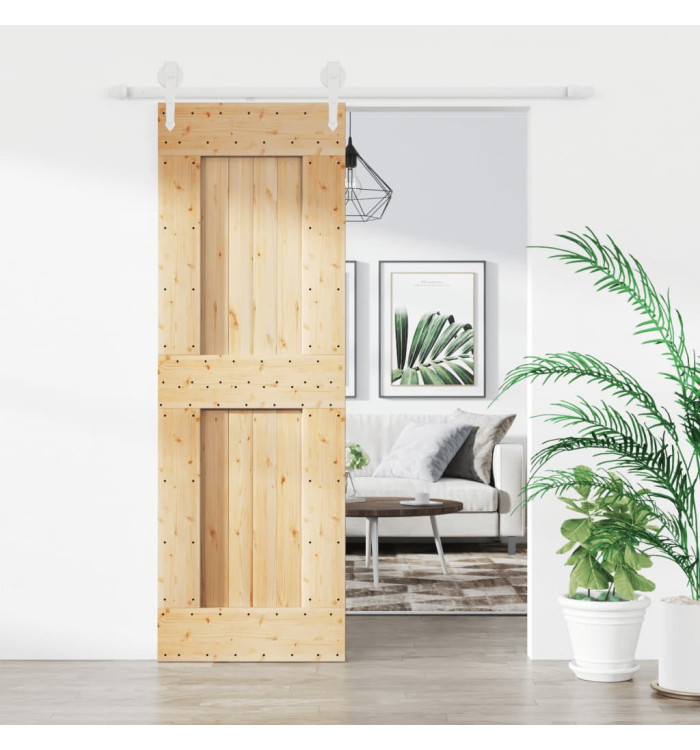 Porte coulissante et kit de quincaillerie 70x210 cm pin massif | Mobilier & Déco