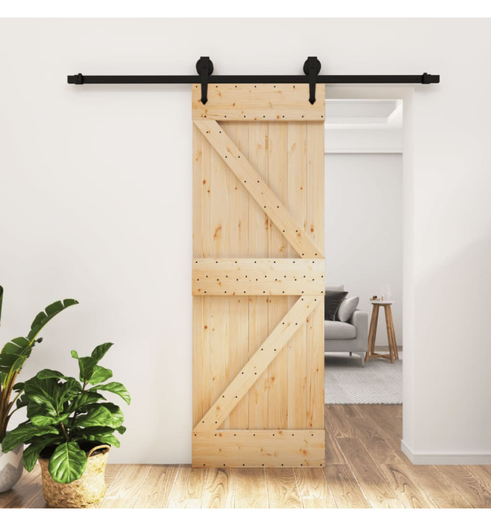 Porte coulissante et kit de quincaillerie 70x210 cm pin massif | Mobilier & Déco