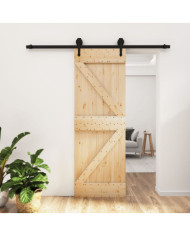 Porte coulissante et kit de quincaillerie 70x210 cm pin massif | Mobilier & Déco