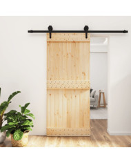 Porte coulissante et kit de quincaillerie 90x210 cm pin massif | Mobilier & Déco