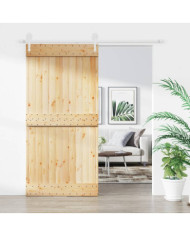 Porte coulissante et kit de quincaillerie 100x210 cm pin massif | Mobilier & Déco