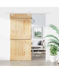 Porte coulissante et kit de quincaillerie 90x210 cm pin massif | Mobilier & Déco