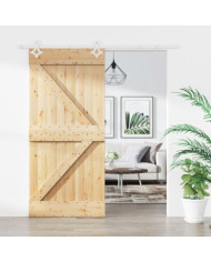 Porte coulissante et kit de quincaillerie 95x210 cm pin massif | Mobilier & Déco