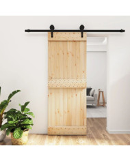 Porte coulissante et kit de quincaillerie 80x210 cm pin massif | Mobilier & Déco