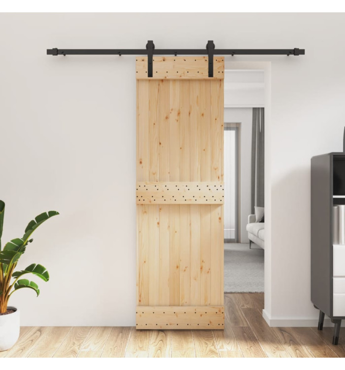 Porte coulissante et kit de quincaillerie 70x210 cm pin massif | Mobilier & Déco