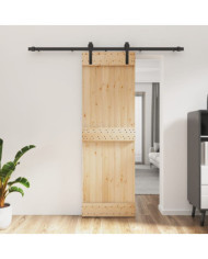 Porte coulissante et kit de quincaillerie 70x210 cm pin massif | Mobilier & Déco