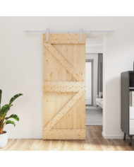 Porte coulissante et kit de quincaillerie 85x210 cm pin massif | Mobilier & Déco