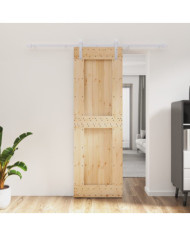 Porte coulissante et kit de quincaillerie 70x210 cm pin massif | Mobilier & Déco