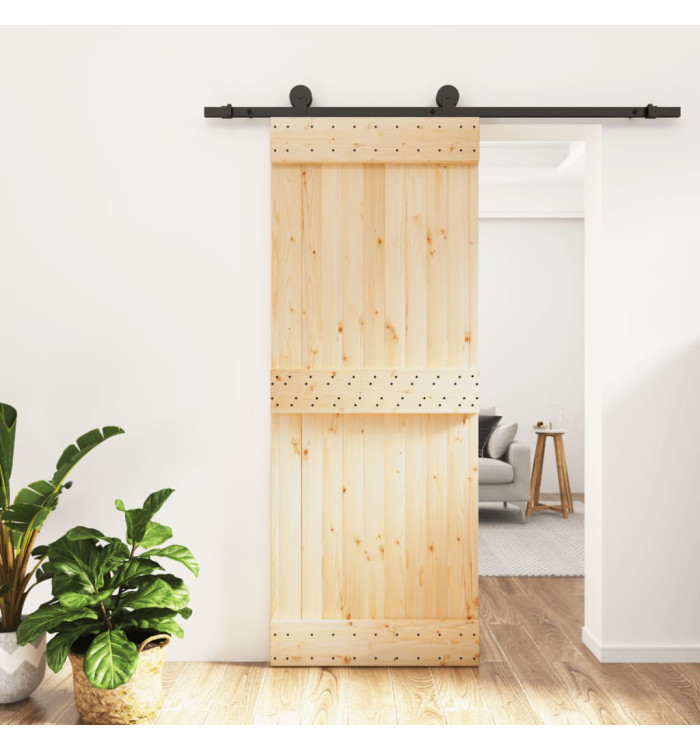 Porte coulissante et kit de quincaillerie 80x210 cm pin massif | Mobilier & Déco