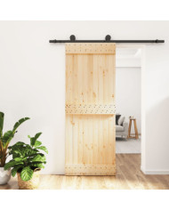 Porte coulissante et kit de quincaillerie 80x210 cm pin massif | Mobilier & Déco