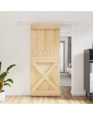 Porte coulissante et kit de quincaillerie 85x210 cm pin massif | Mobilier & Déco