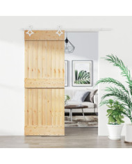 Porte coulissante et kit de quincaillerie 85x210 cm pin massif | Mobilier & Déco