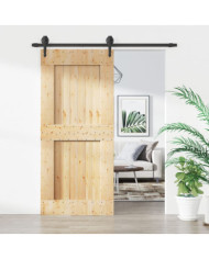 Porte coulissante et kit de quincaillerie 90x210 cm pin massif | Mobilier & Déco
