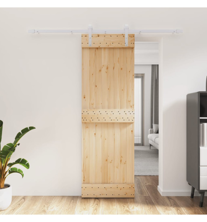 Porte coulissante et kit de quincaillerie 70x210 cm pin massif | Mobilier & Déco