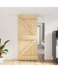 Porte coulissante et kit de quincaillerie 90x210 cm pin massif | Mobilier & Déco