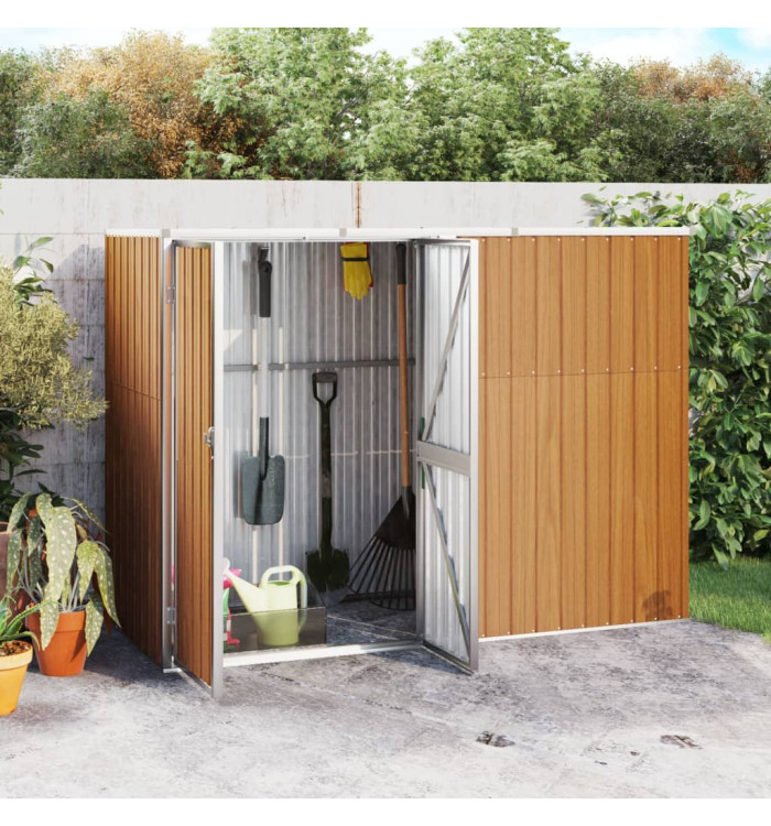 Abri à outils de jardin marron 225x89x161 cm acier galvanisé | Mobilier & Déco